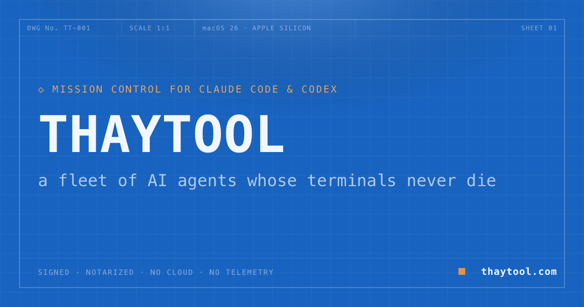 run claude code & codex in parallel on macOS — thaytool